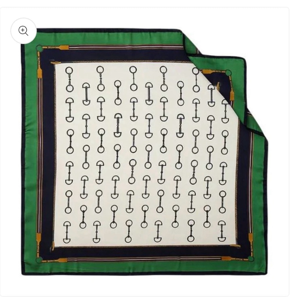 satin Elegant Green and Navy Scarf